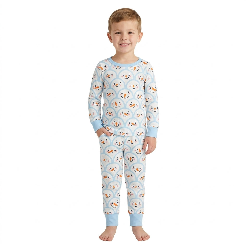 Long sleeves snowman top pants kids boys pajamas