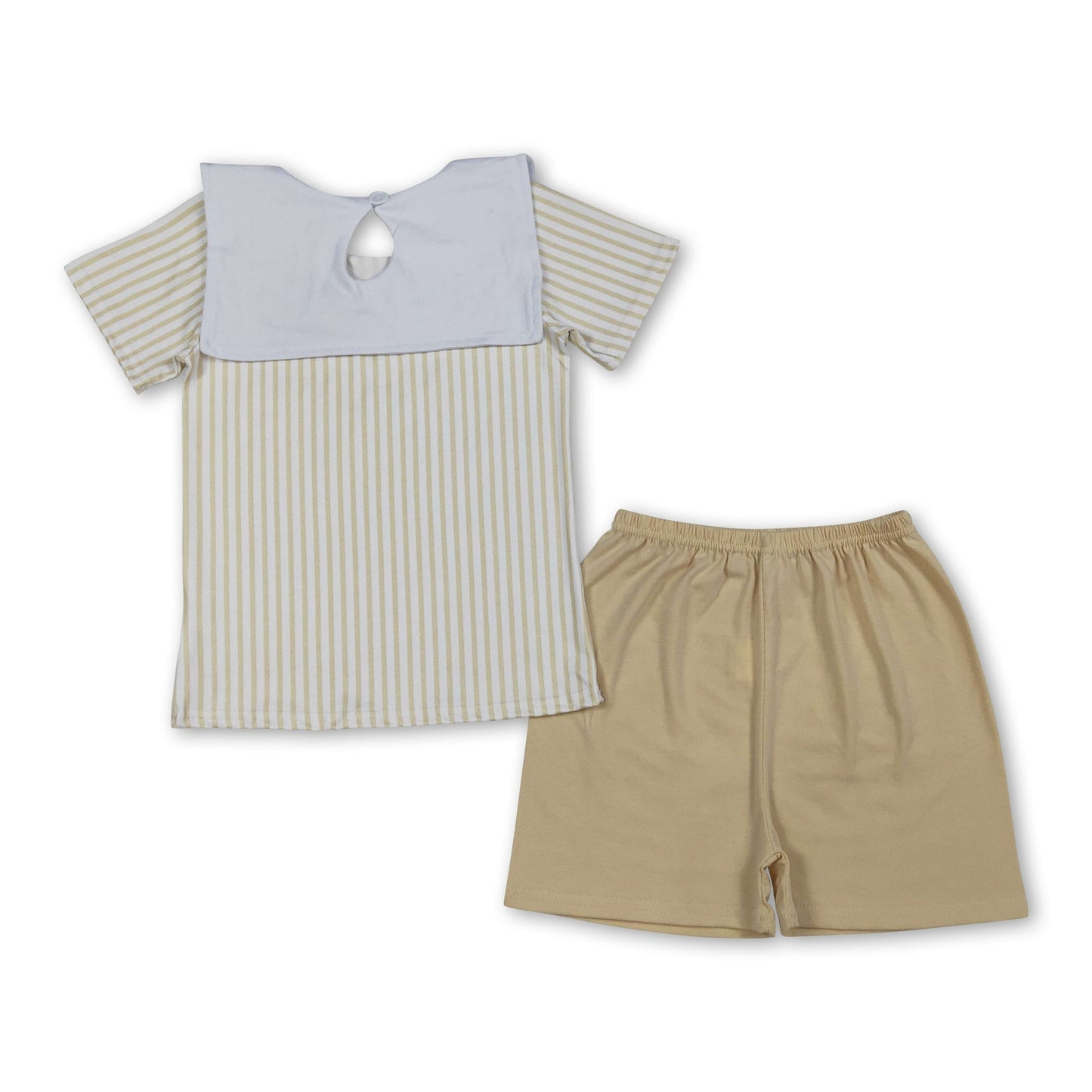 Short sleeves sheep cross embroidery boys Easter outfits