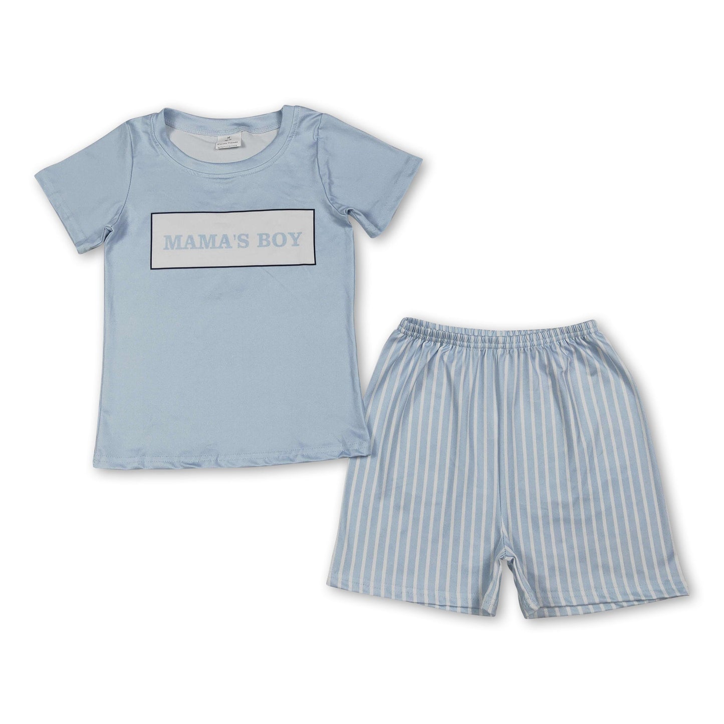 Short sleeves mama's boy top stripe shorts kids outfits