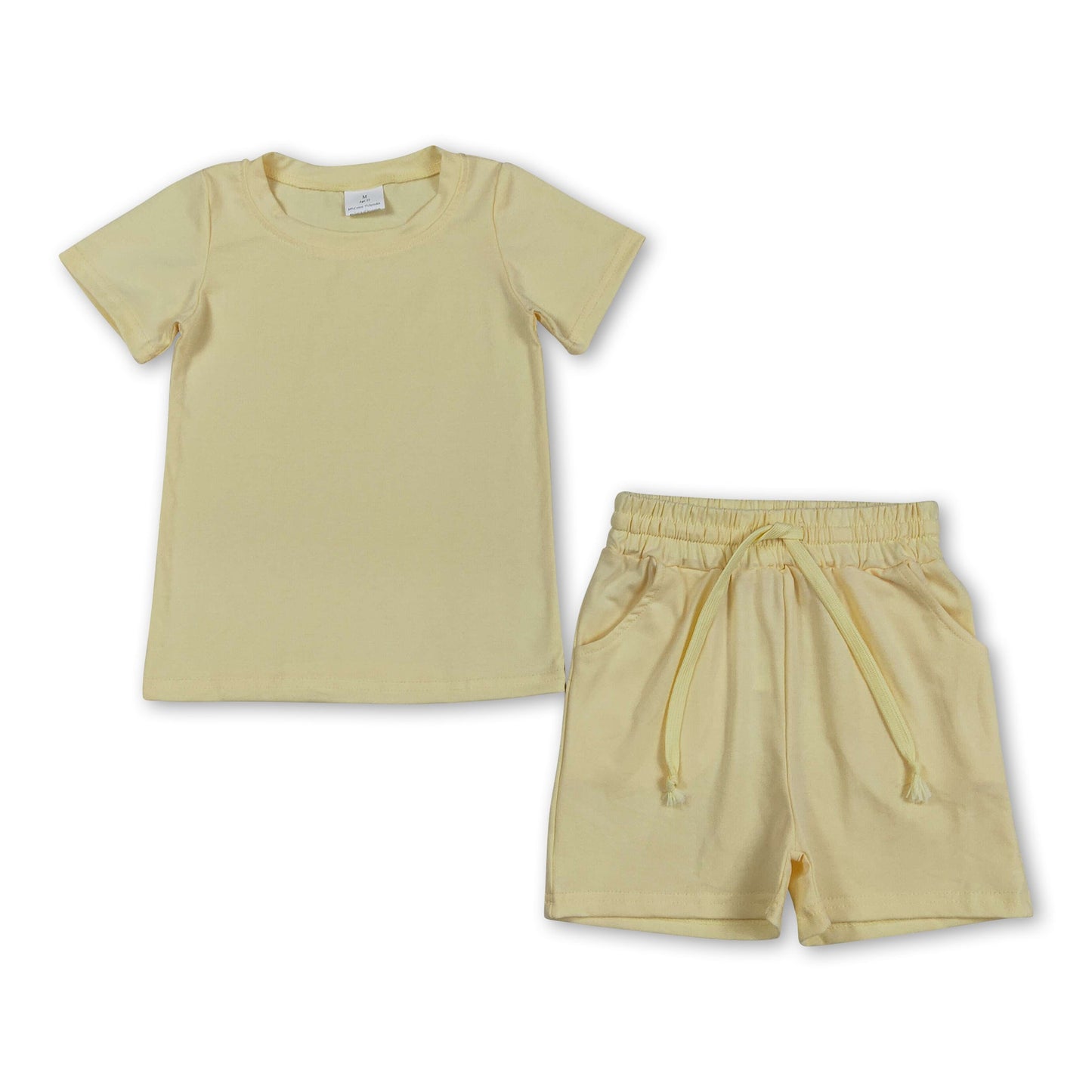 Short sleeves yellow cotton top pocket shorts boys outfits
