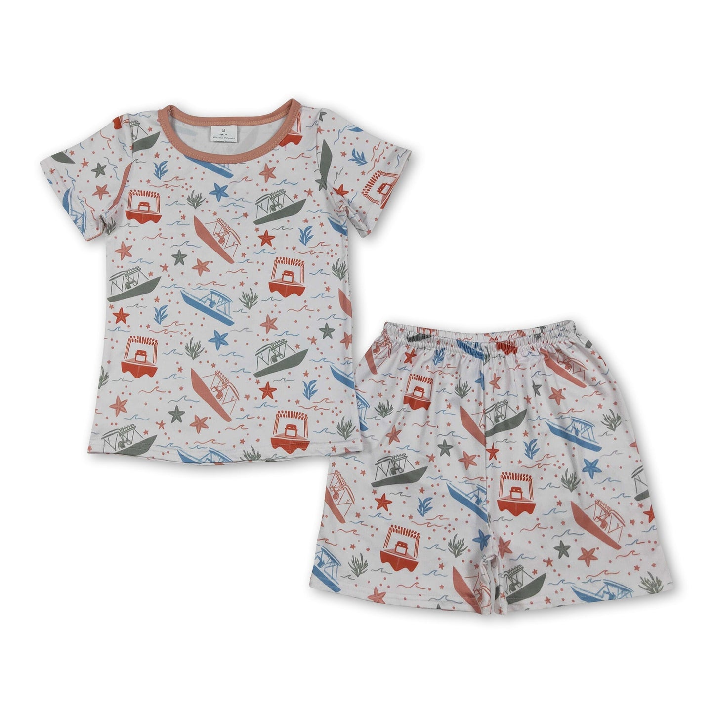 Short sleeves boat top shorts kids boys summer outfits