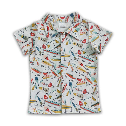 Fishing print baby boy boutique polo shirt