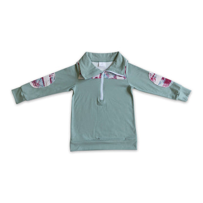 Reindeer plaid solid cotton kids boy Christmas zipper pullover