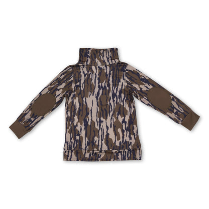 Long sleeves camo kids boys zipper pullover
