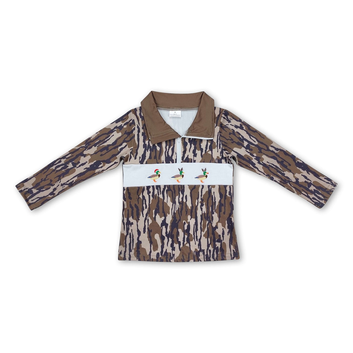 Camo duck kids boys Christmas zip pullover