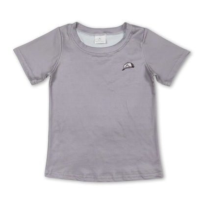 Short sleeves Grey dog kids boys shirt