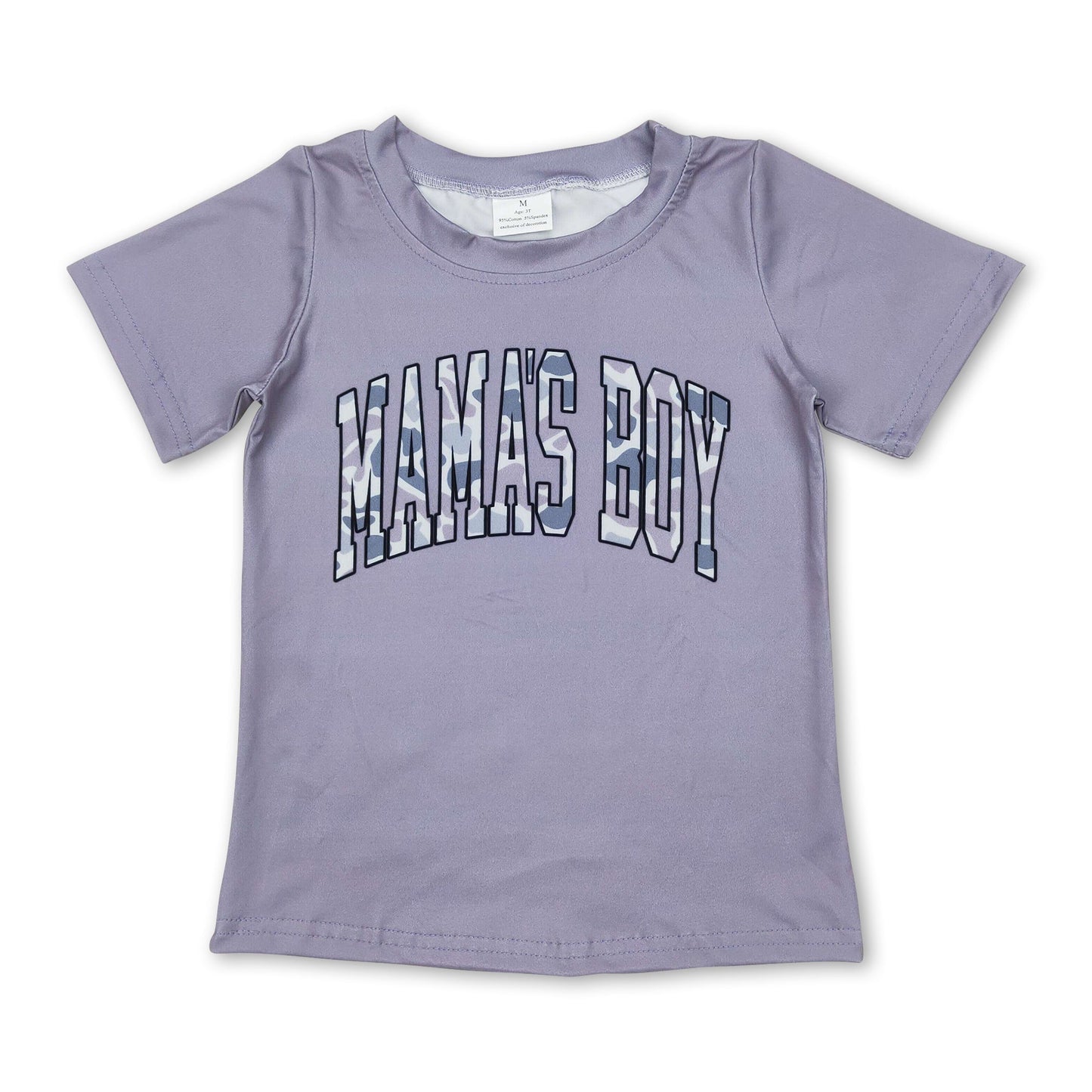 Short sleeves grey camo mama's boy children shirt