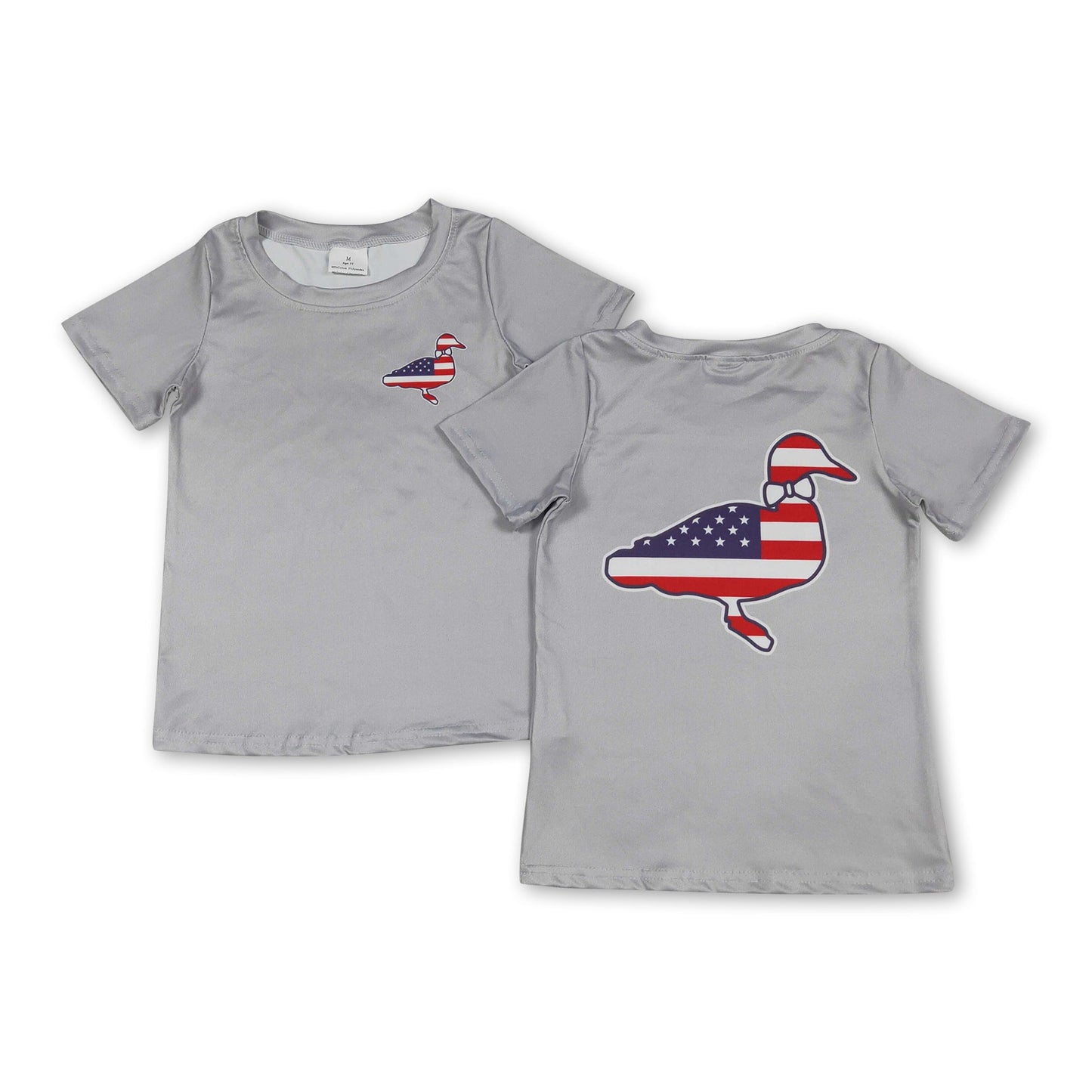 Grey short sleeves stars stripe duck boys 4th of july shirt