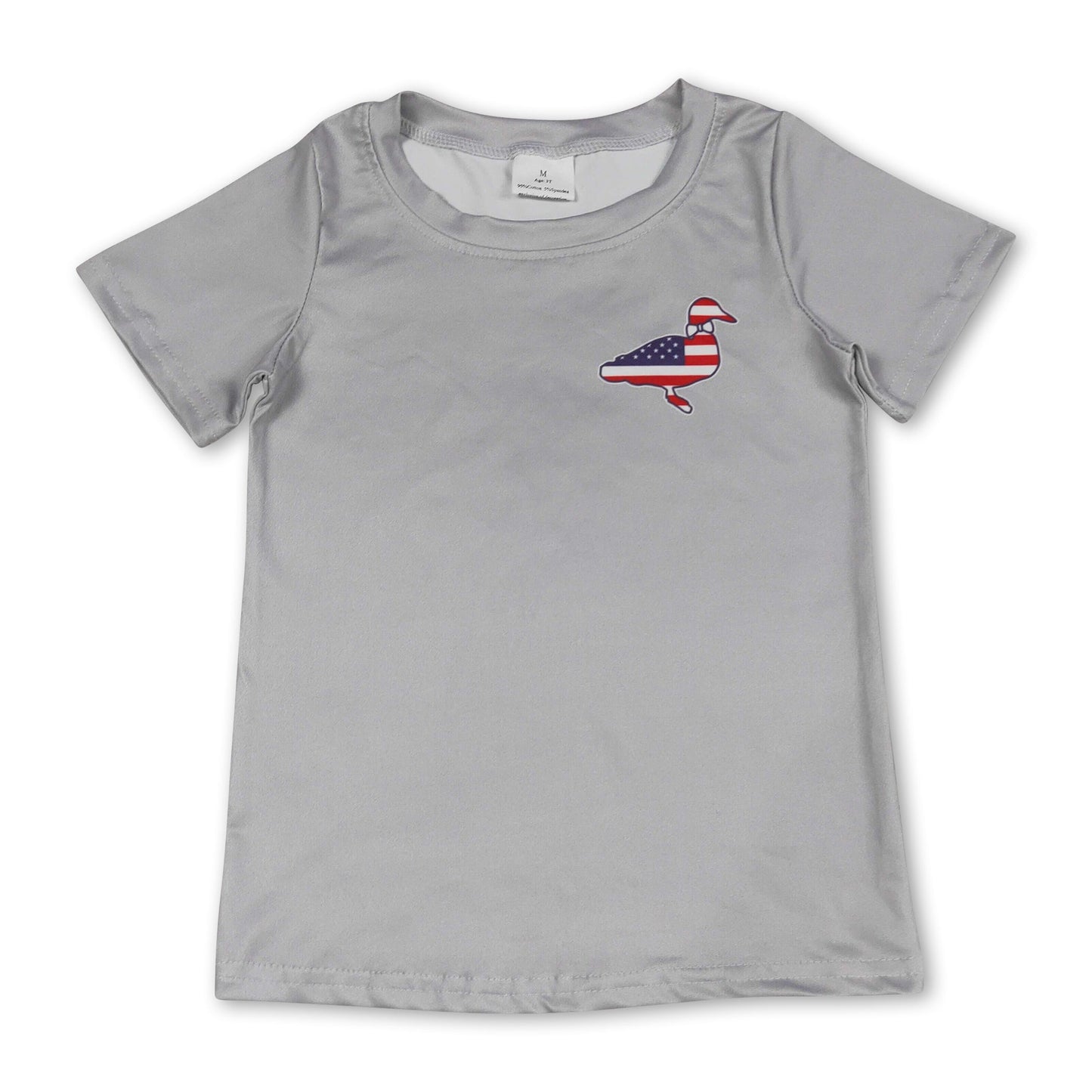 Grey short sleeves stars stripe duck boys 4th of july shirt