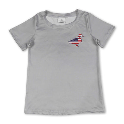 Grey short sleeves stars stripe duck boys 4th of july shirt