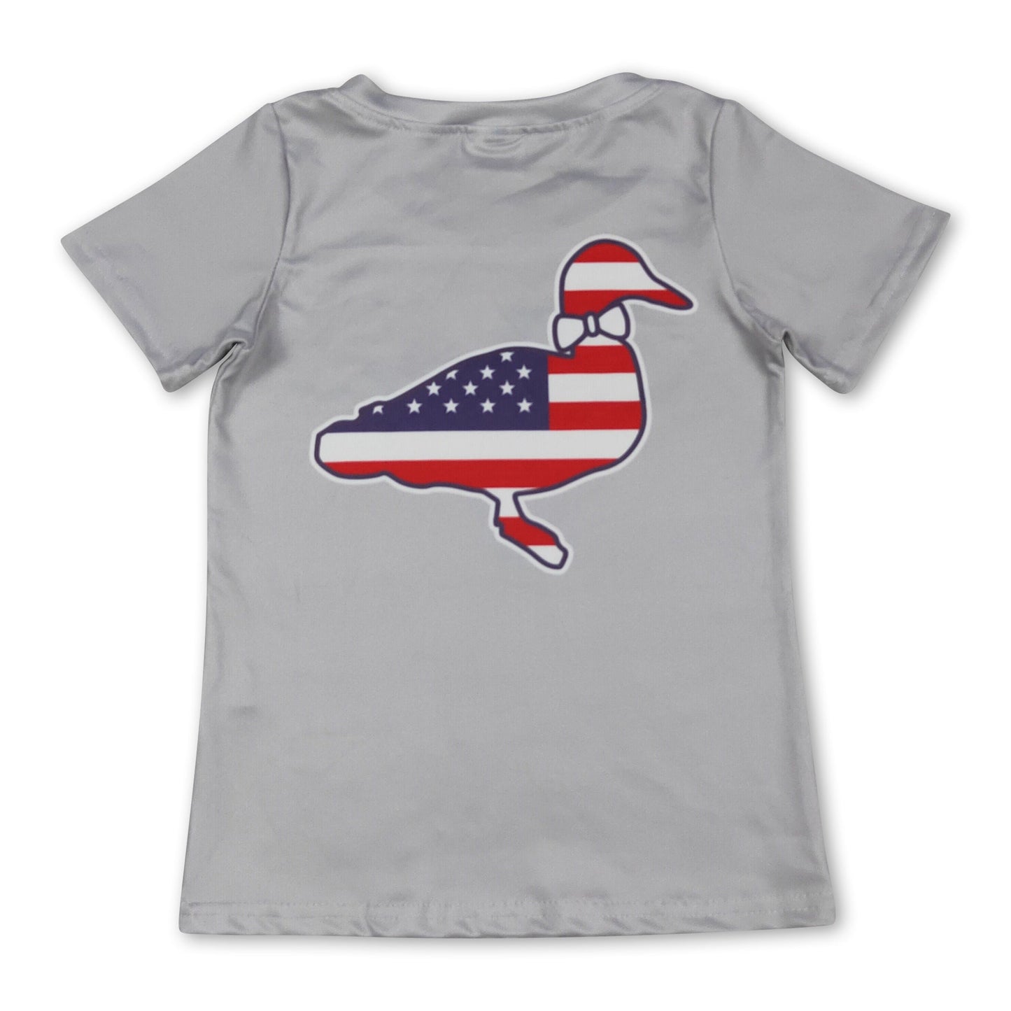 Grey short sleeves stars stripe duck boys 4th of july shirt