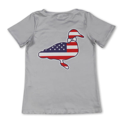 Grey short sleeves stars stripe duck boys 4th of july shirt