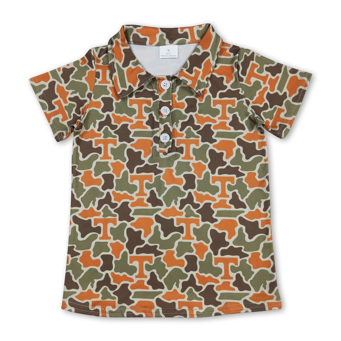 Short sleeves camo T kids boys team polo shirt