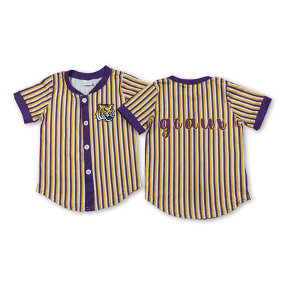 Short sleeves purple yellow tiger boy team shirt