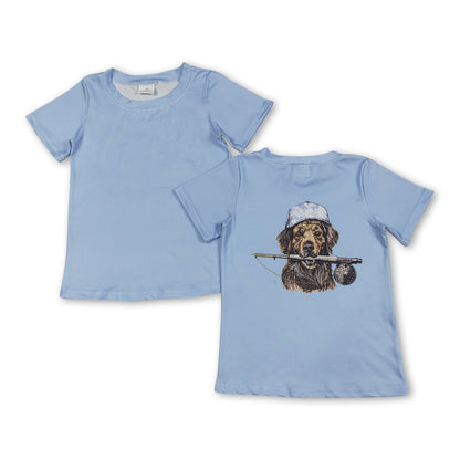 Short sleeves camo hunting dog fishing boys summer shirt