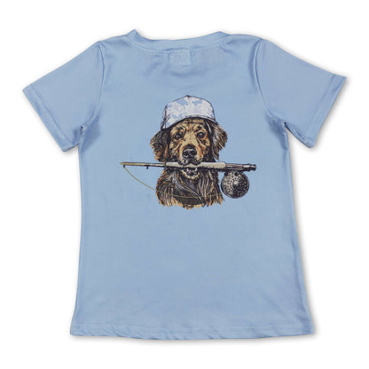 Short sleeves camo hunting dog fishing boys summer shirt