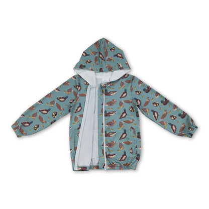 Long sleeves kids boys duck hooded zipper jacket