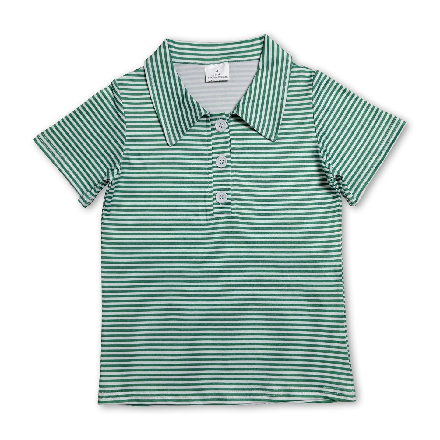 Short sleeves green stripe kids boys summer polo shirt