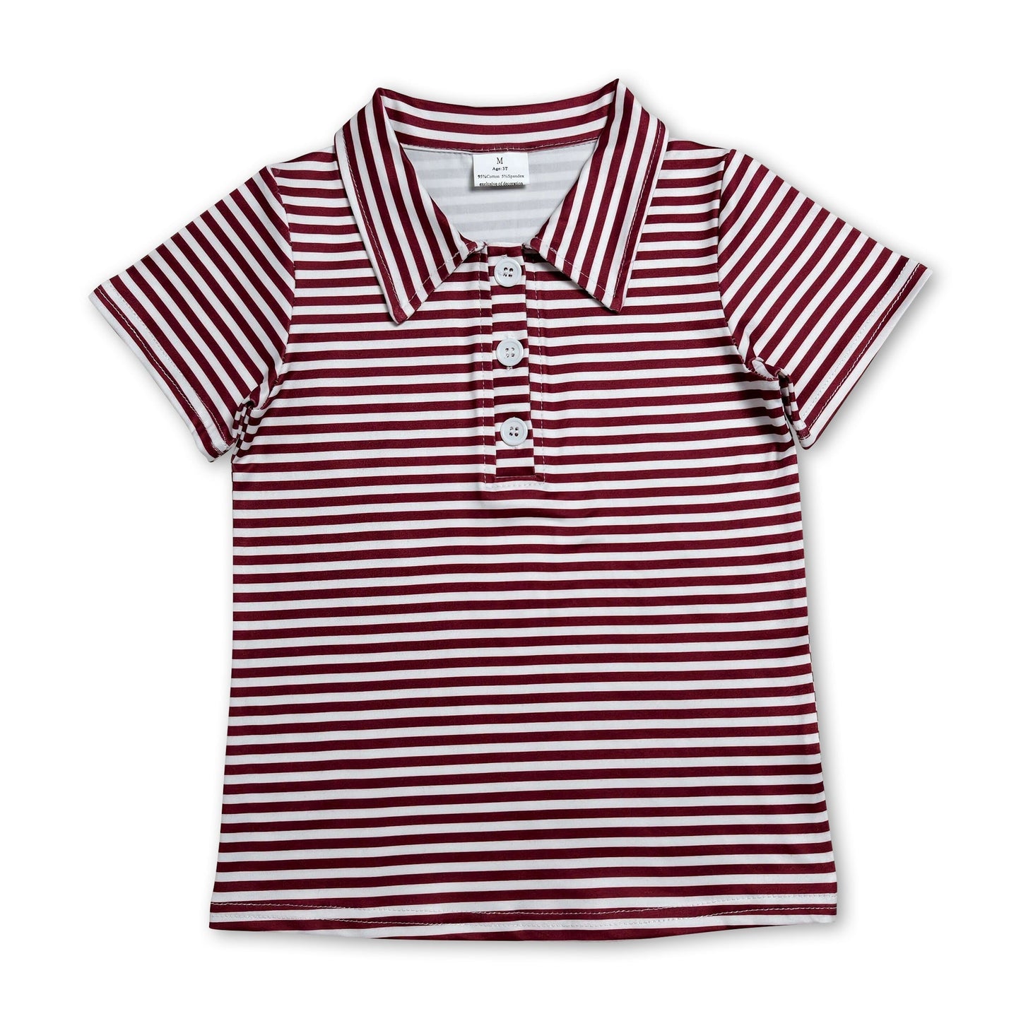 Short sleeves maroon stripe kids boys team polo shirt