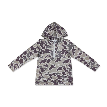 Long sleeves camo pocket zipper kids boys fall hoodie