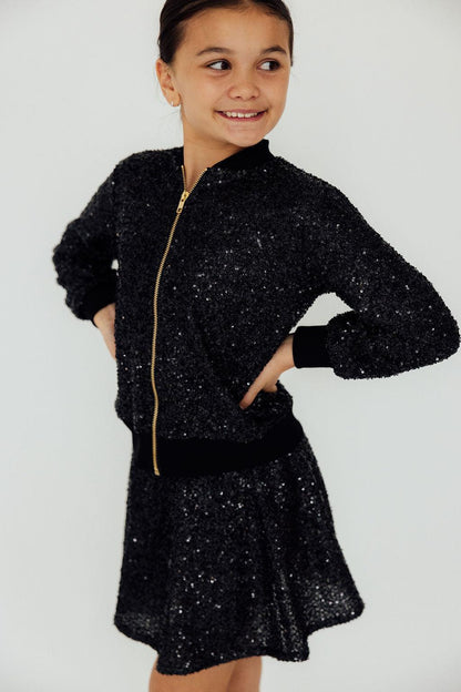 Black Sequin Twirl Skort