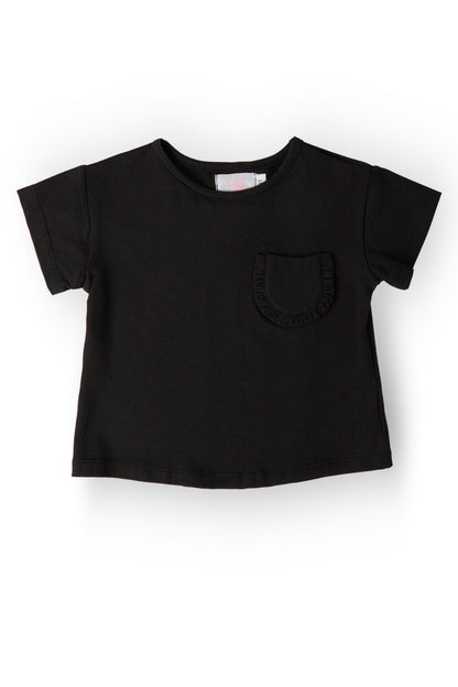 Black Ruffle Pocket Tee