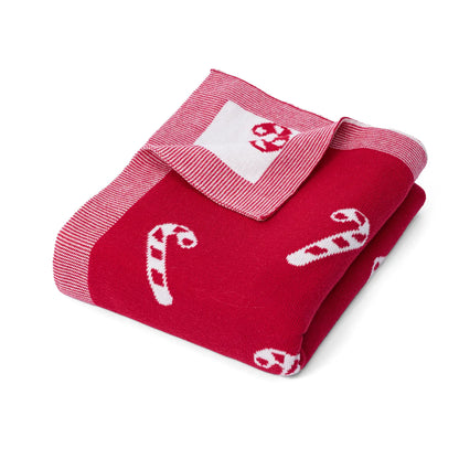 Christmas Candy Cane Jacquard Knit Baby Blanket