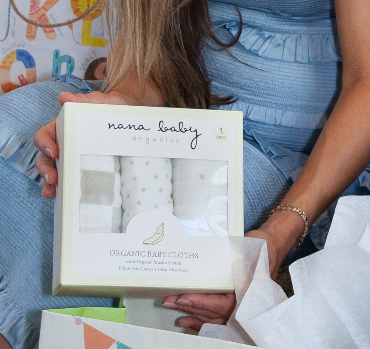 Organic Muslin Burp Cloths, 3 Pack (Ivory + Oatmeal)