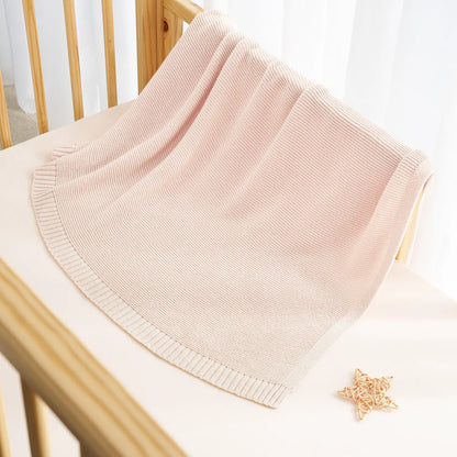 Classic Knit Cotton Baby Blanket in Beige