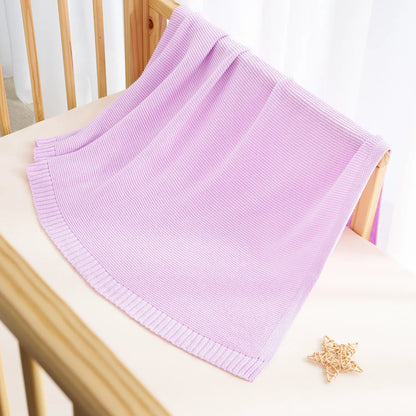 Classic Knit Cotton Baby Blanket in Lilac