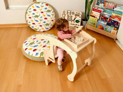 2in1 Wooden Seesaw & Desk for Kids' Skill Development-4