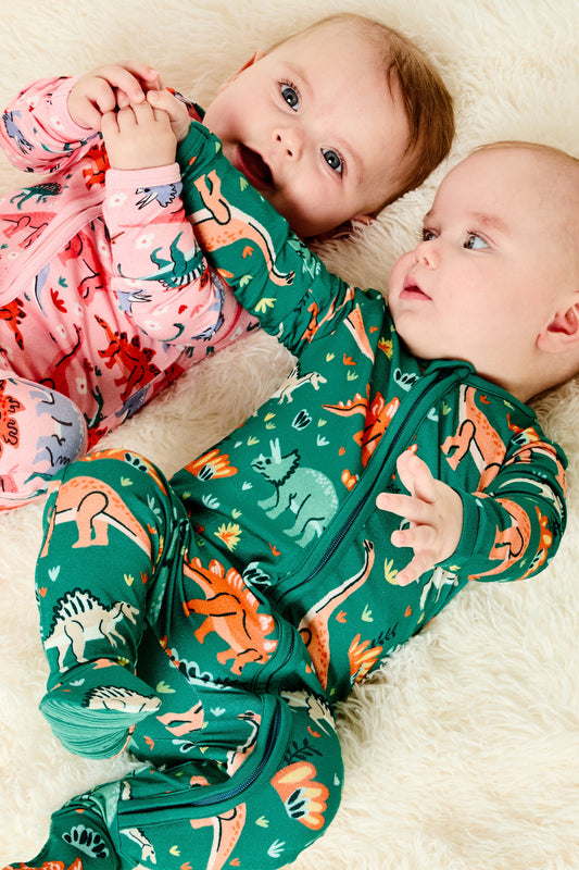 Soft & Stretchy Zipper Footie - Dinosaur Jungle