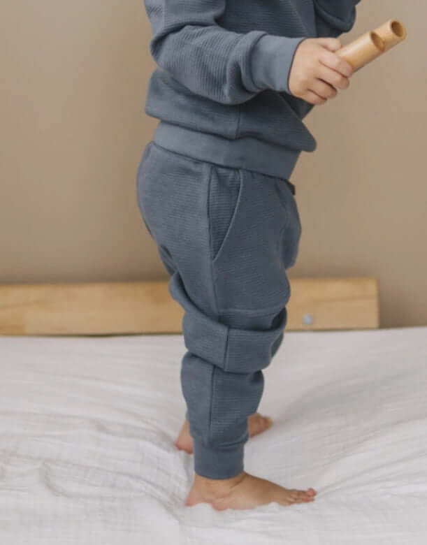 Organic Cotton Waffle Knit Little Explorer Joggers