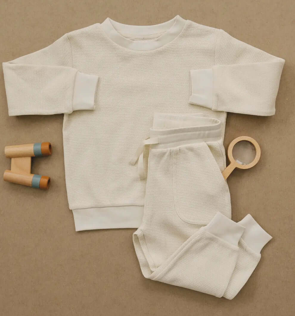 Organic Cotton Waffle Knit Little Explorer Joggers