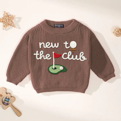 Hand-Embroidered New to the Club Golf Sweater