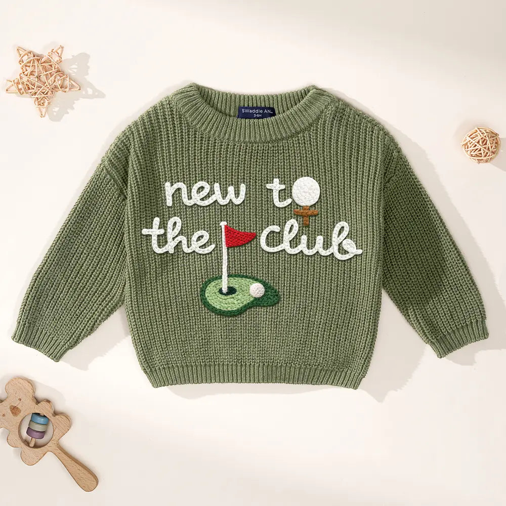Hand-Embroidered New to the Club Golf Sweater