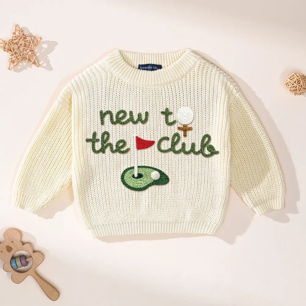 Hand-Embroidered New to the Club Golf Sweater