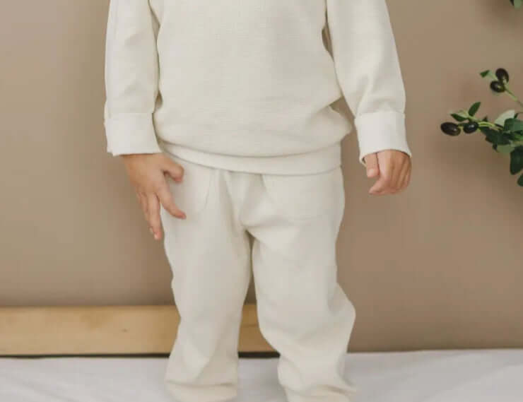 Organic Cotton Waffle Knit Little Explorer Joggers