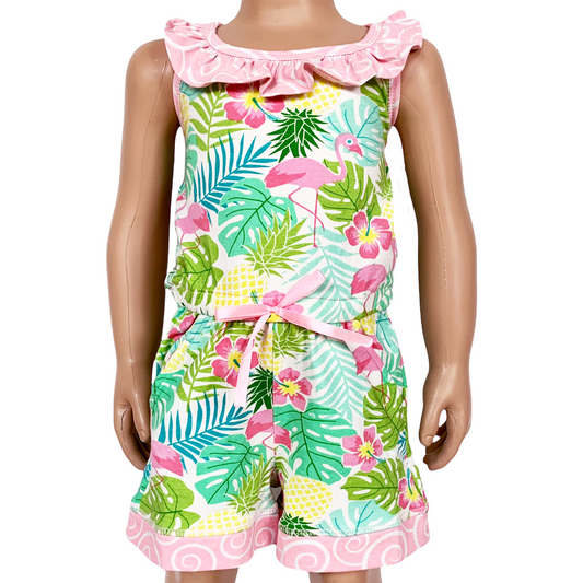 AnnLoren Girls' Flamingo & Palm Tree Jumpsuit