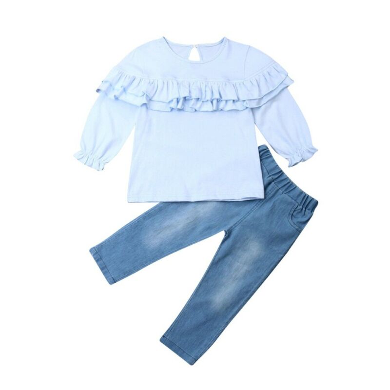 Fashion Kids Girl Clothing Set Ruffle Blouse Tops