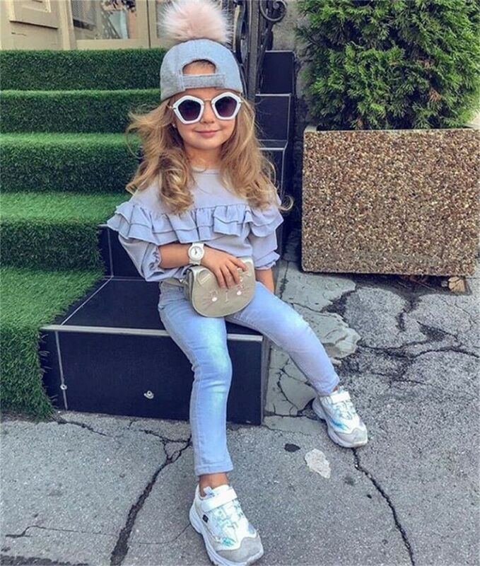 Fashion Kids Girl Clothing Set Ruffle Blouse Tops