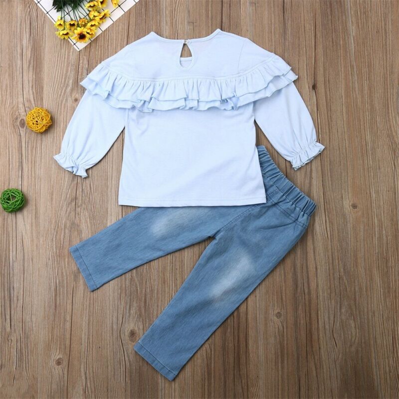 Fashion Kids Girl Clothing Set Ruffle Blouse Tops