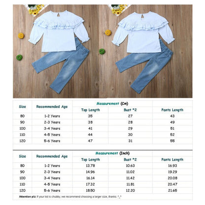 Fashion Kids Girl Clothing Set Ruffle Blouse Tops