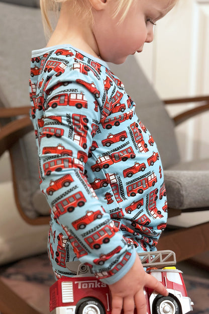 Long-Sleeve Top & Pants Pajama Set - Fire Trucks