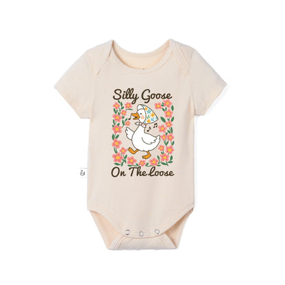 Floral 'Silly Goose' Bamboo Bodysuit in Cute & Soft Baby Onesie