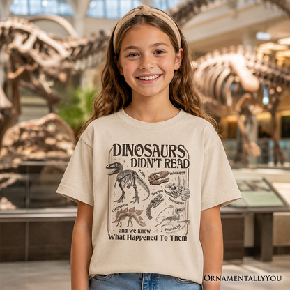 Kids Dinosaurs Didn't Read T-Shirt, Funny Youth Tee for Book Lovers