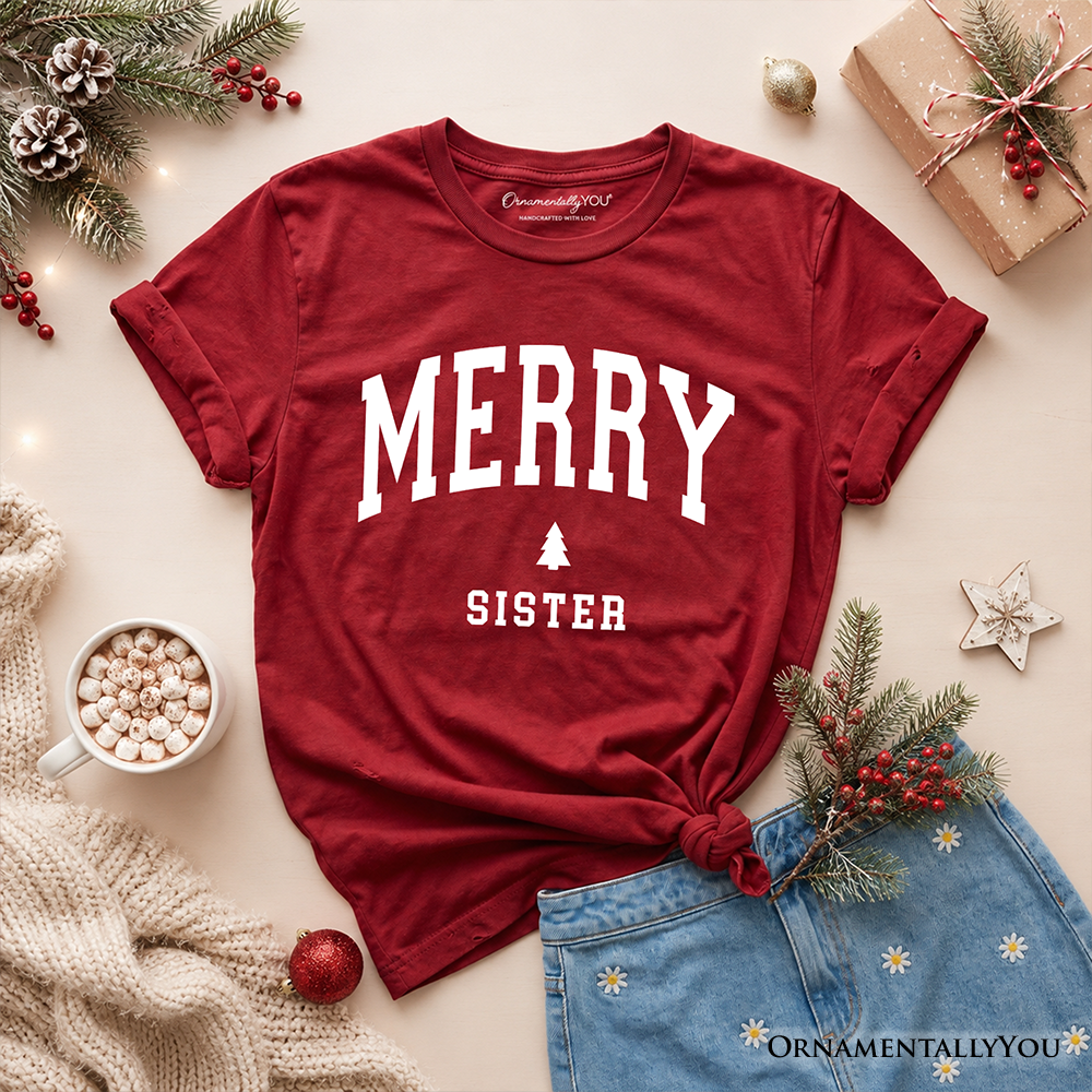 Kids Merry Sister Retro Christmas T-Shirt, Matching Family Holiday Youth Tee