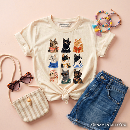 Kids Fashion Colorful Cats T-Shirt, Animals Breeds Summer Youth Tee