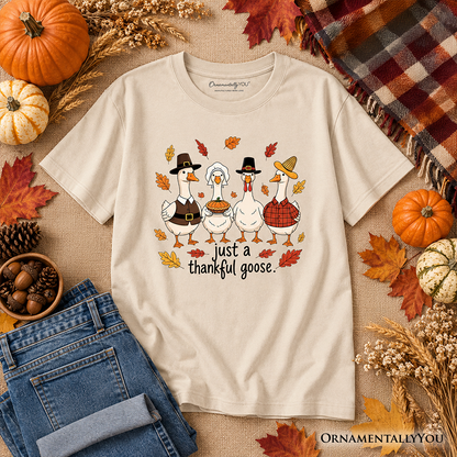 Kids Just a Thankful Goose T-Shirt, Funny Thanksgiving Family Turkey Day Youth Tee