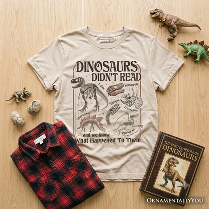 Kids Dinosaurs Didn't Read T-Shirt, Funny Youth Tee for Book Lovers